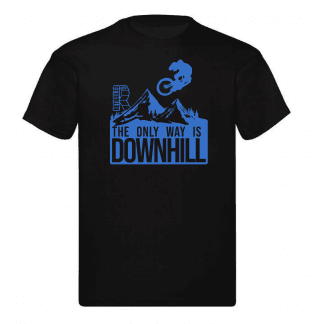 Everybody wants to go downhill MTB T-shirt Blue on Black