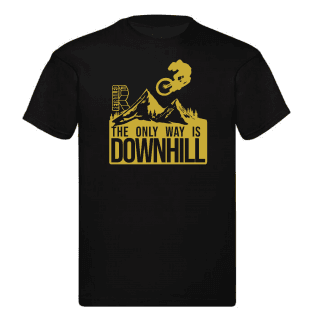 Everybody wants to go downhill MTB T-shirt Gold on Black